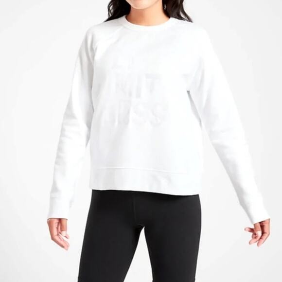 Athleta Tops - Athleta Sweatshirt Women's XXS Limitless Graphic White Sweatshirt Cotton Blend